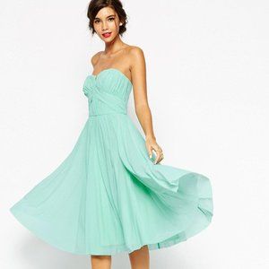 ASOS Mint Strapless Midi Dress 6 Like New